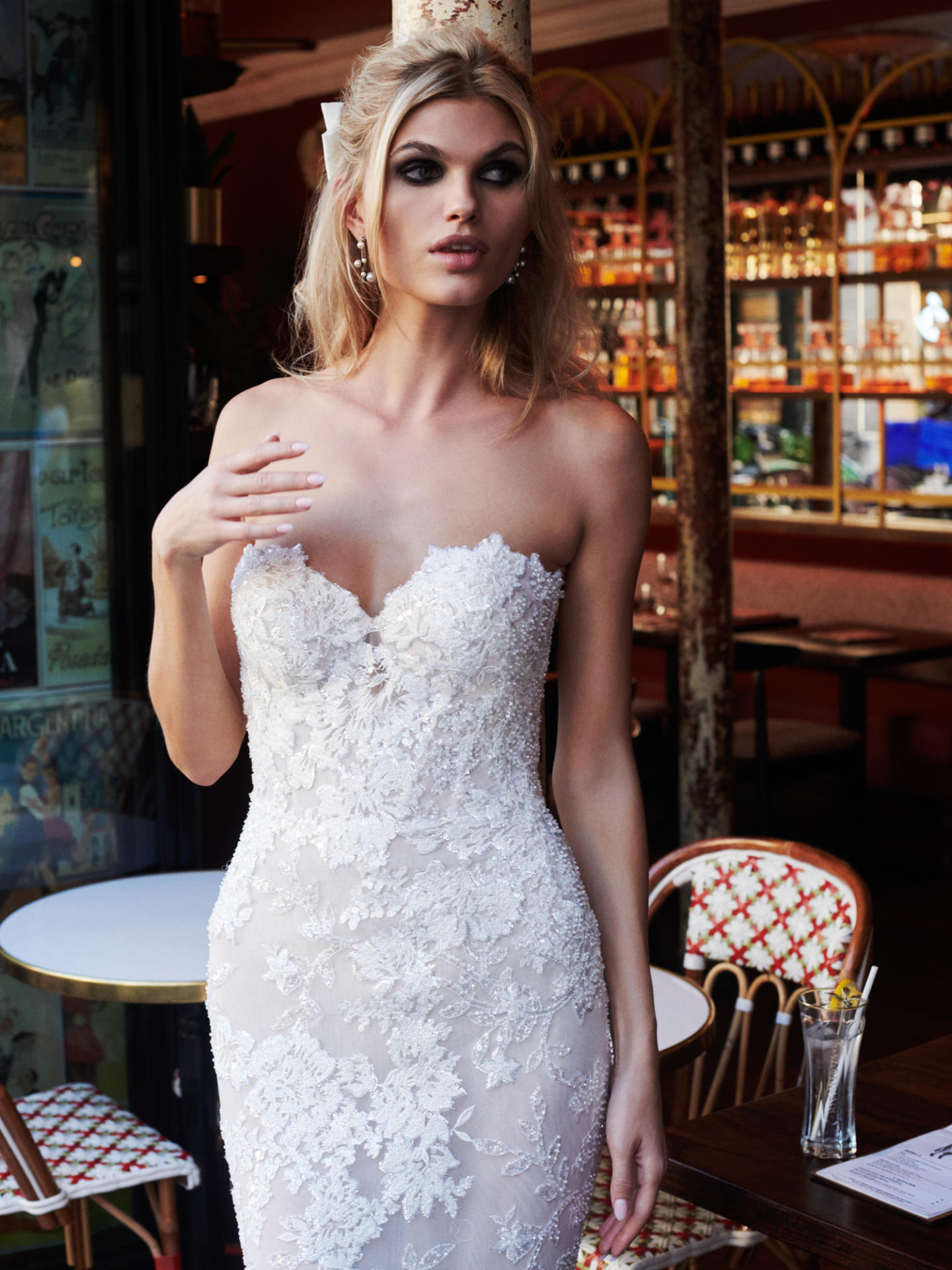 Hailey  Sparkling Draped Strapless Corset Wedding Gown - Encanto